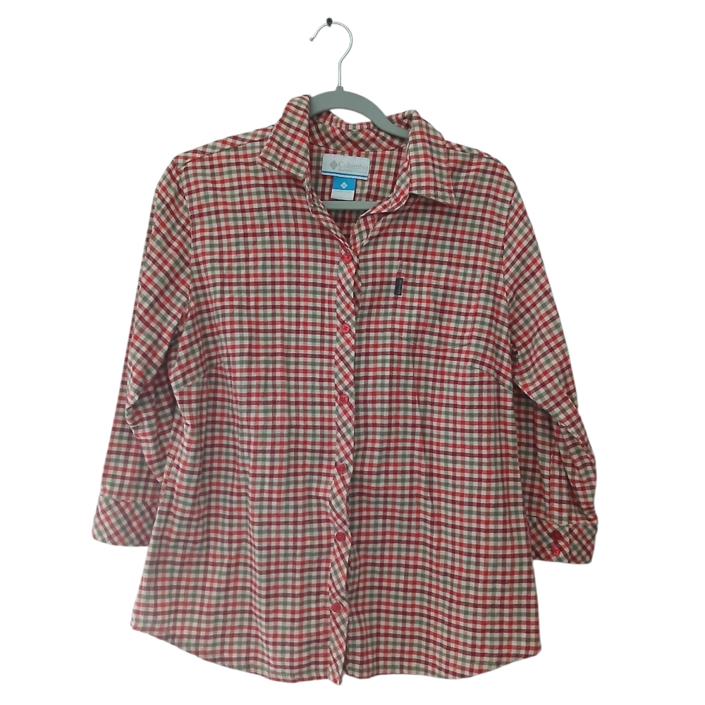 Women's Red Plaid Button Down Shirt